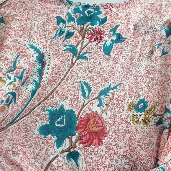 Anthropologie Maeve Adelaide Pink Wrap Midi Dress Short Sleeve Floral Small - Picture 12 of 16